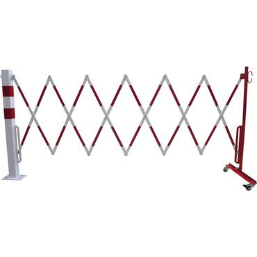 Expanding barrier with fixed demarcation post, 70x70 mm, red/white